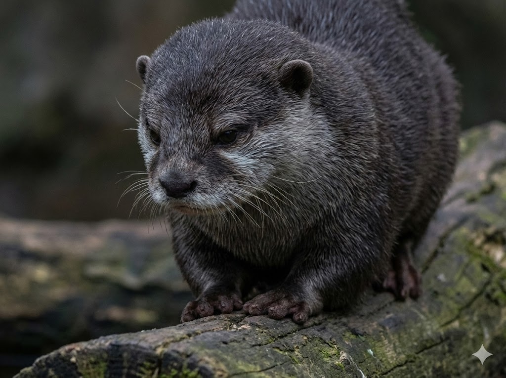 Geminiに作ってもらった「老いを感じてさみしい顔をしているコツメカワウソ」